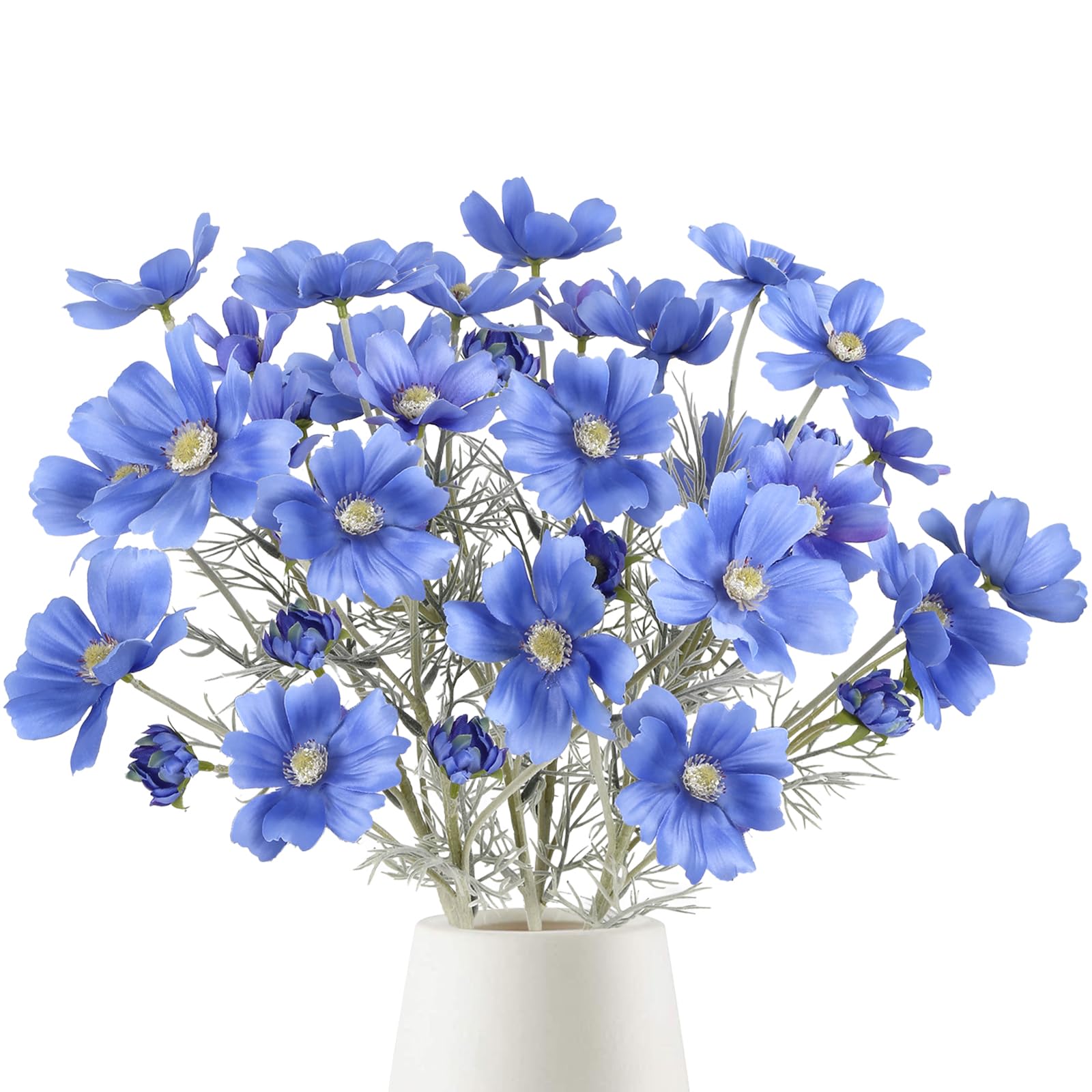 Fqueelvys 6PCS Blue Silk Cosmos Flowers