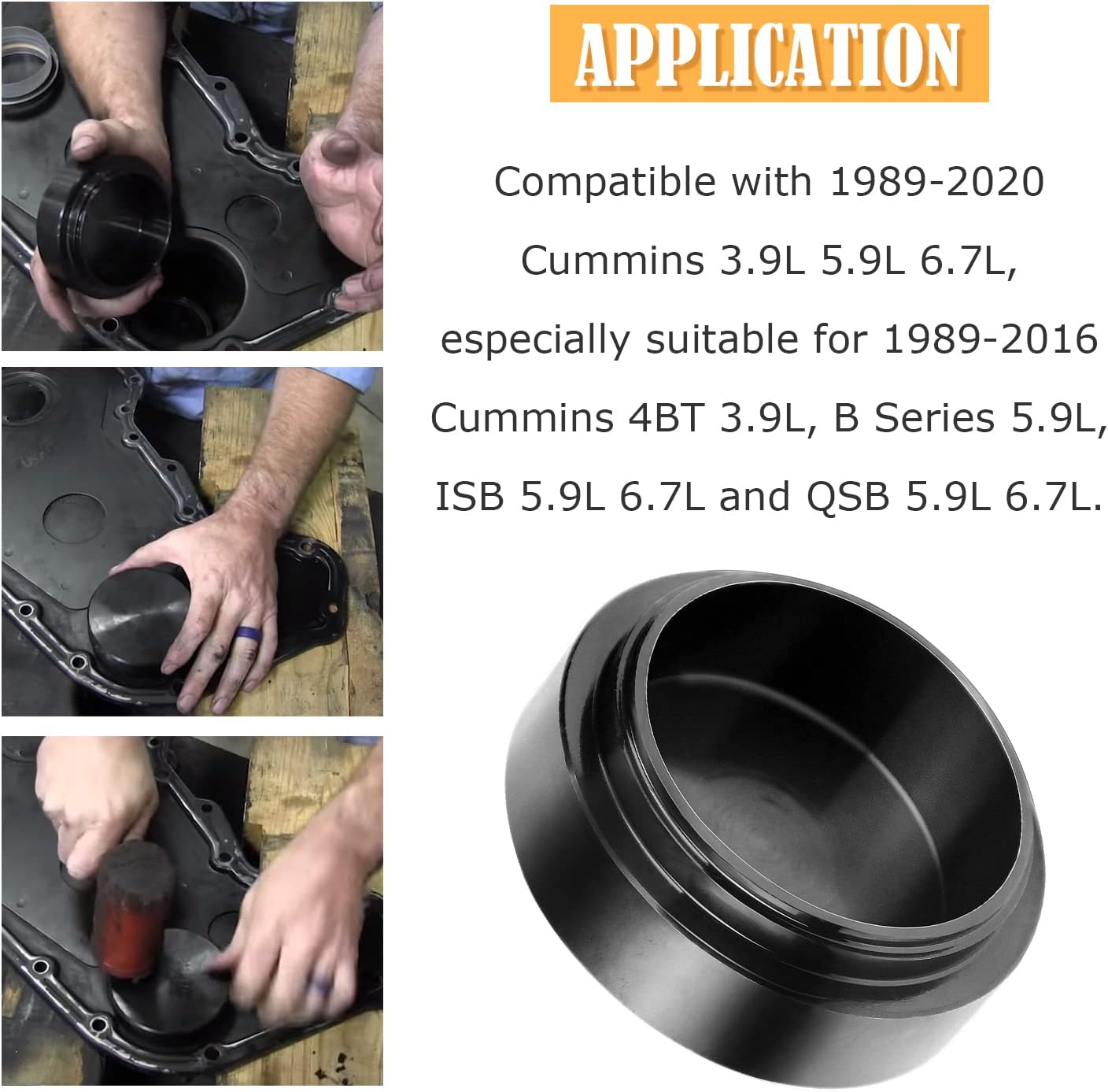 Front Cover Crankshaft Seal Installer Installation Tools Campatible with 1989-Current Cummins 3.9L 5.9L 6.7L Replaces 3824498 1338