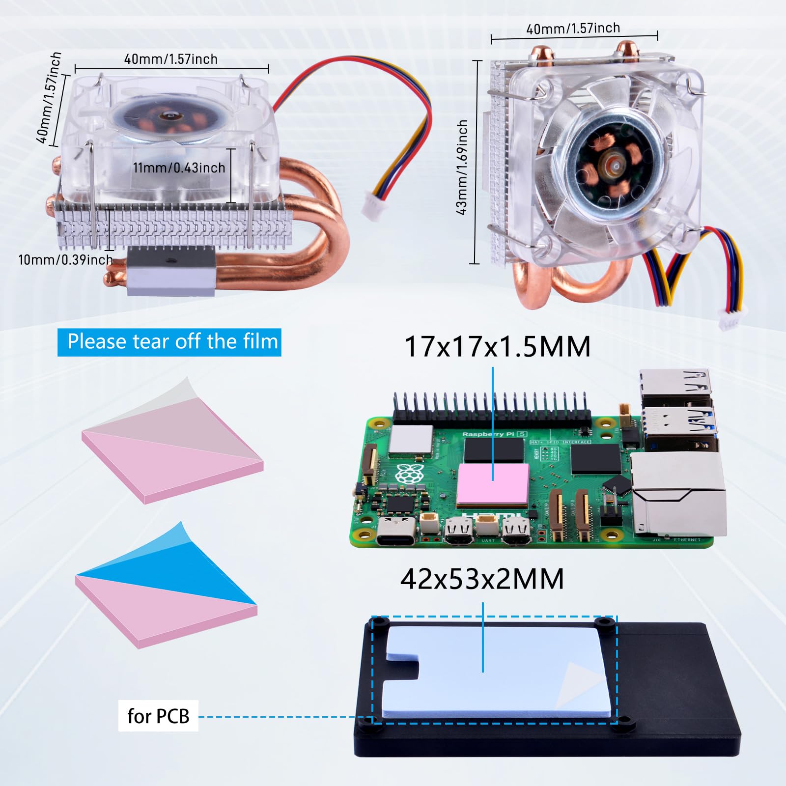 GeeekPi Ice Tower Cooler do Raspberry Pi 5, aluminiowy klimatyzator Pi 5 z wentylatorem chłodzącym do Raspberry Pi 5 4 GB/8 GB (Raspberry Pi 5 nie wchodzi w zakres dostawy), EP-0215