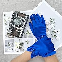 Vista 11 de Vestido de novia de satén para mujer, fiesta de ópera, guantes de los años 20, guantes hasta la muñeca Blanco
