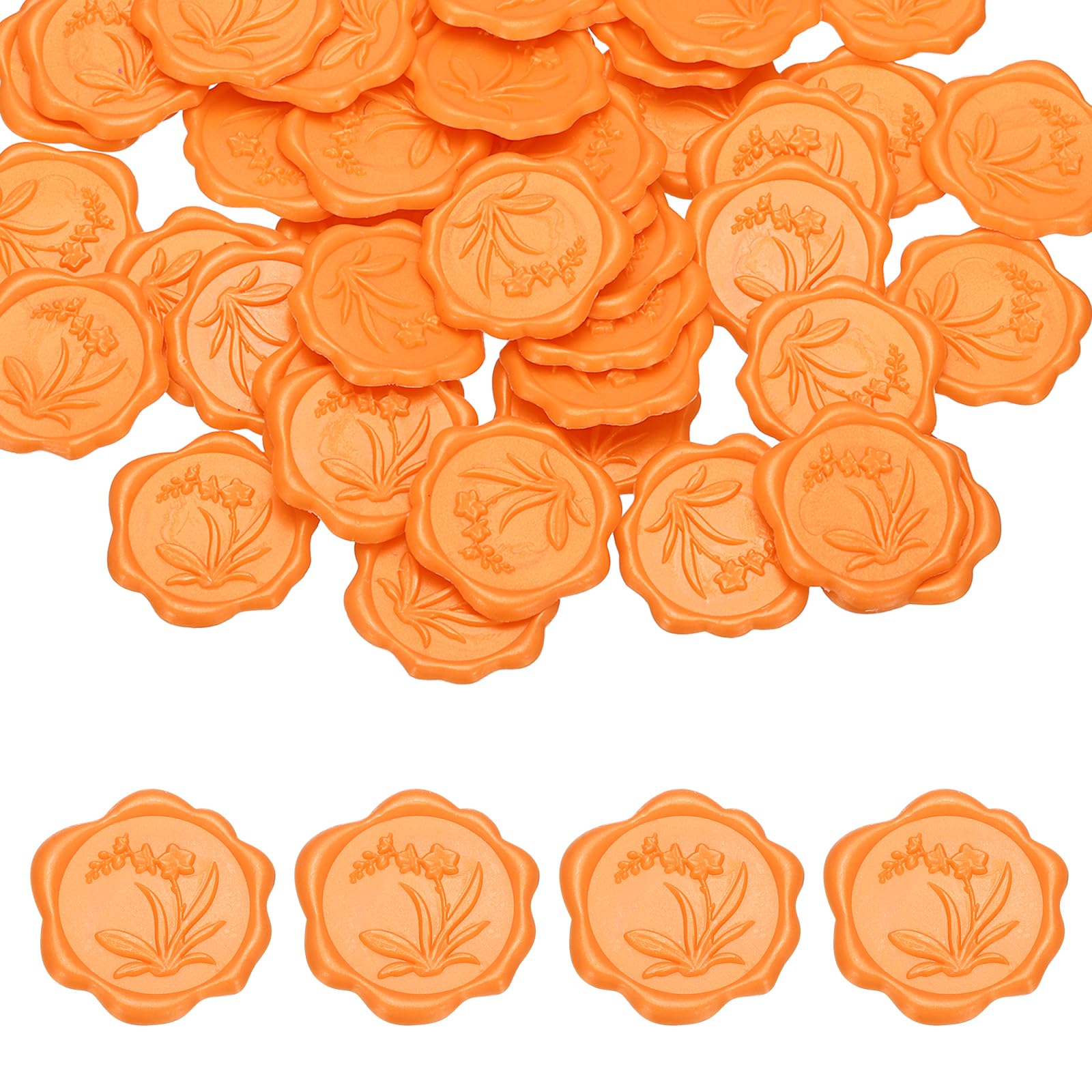 PATIKIL Wax Seal Stickers, 50 Pcs Envelope Seal Stickers, Self-Adhesive Wax Stamp Wedding Invitation Accessories for Wedding Party Birthday Gift Wrapping Anniversary, Orange