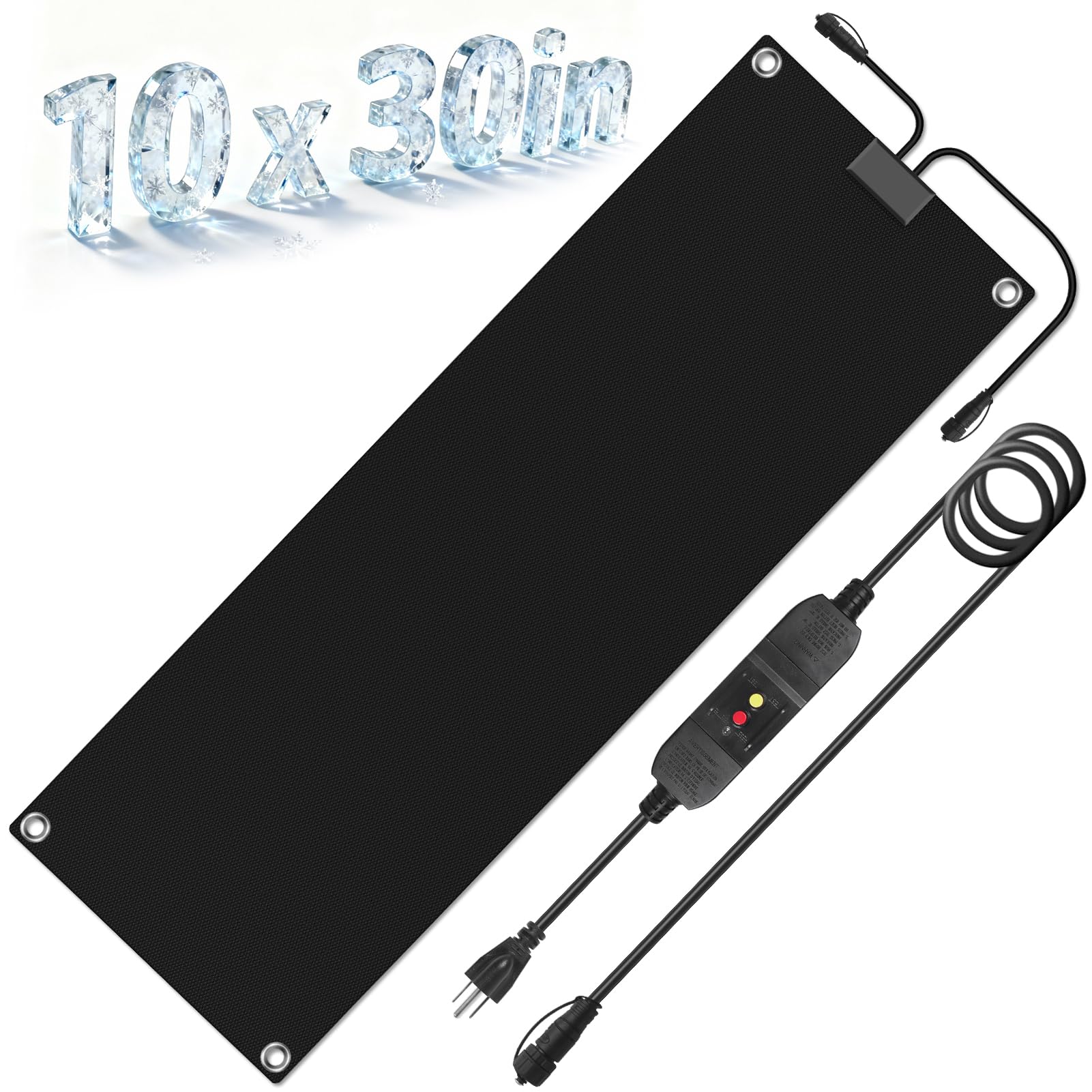 10x30in heated snow melting mats,no-slip rubber heated outdoor mats,snow and ice melting mats for winter outdoor stairs,steps,doorways,walkways,driveway,3 in/h melting speed