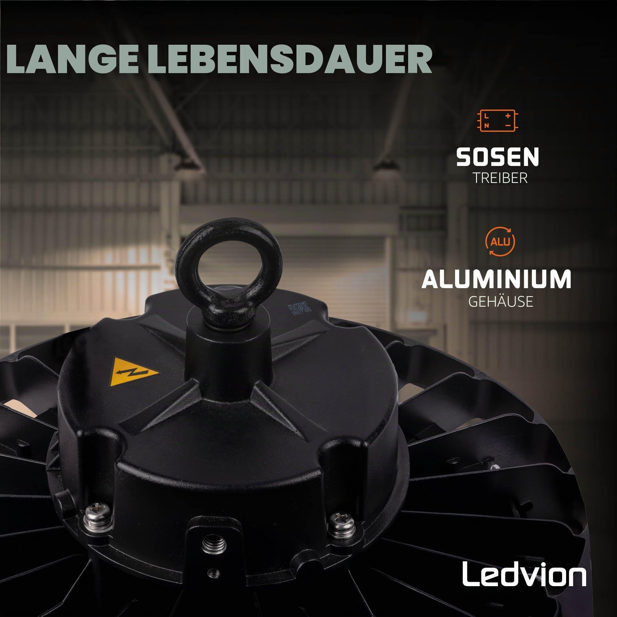 Ledvion LED Hallenstrahler IP65 100W 180 lm/W 6000K Dimmbar