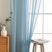 MIULEE Áttetsző Voile Függöny Szett, Szürke-Kék, 2 db, 245x140 cm, Puha Poliészter, Karnistartóval, Nappali és Hálószoba Dekoráció 5