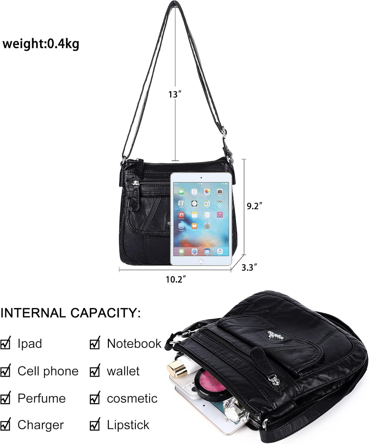 Angelkiss Small Womens Crossbody Bag Leather Shoulder Purse for Women Hobo Bag with Adjustable Shoulder Strap - Image 6