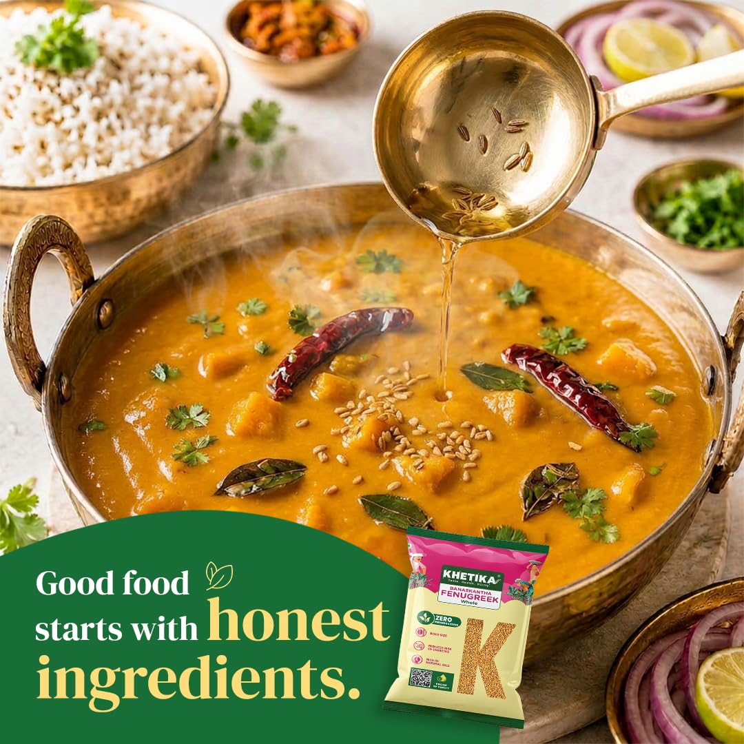 Khetika Whole Methi Dana 200g | Banaskantha Whole Fenugreek Seeds | Preservative free | Rich in Antioxidants. 4