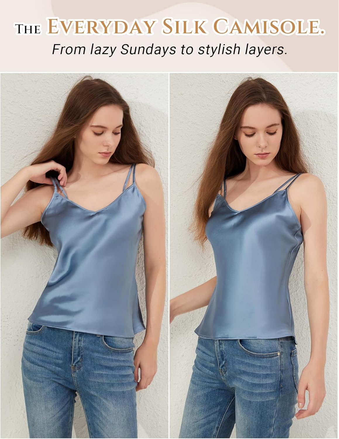 THXSILK 100% Mulberry Silk Cami Tank Top for Women, Luxury Silk Sleepwear & Loungewear, Versatile Camisole Top - Image 4