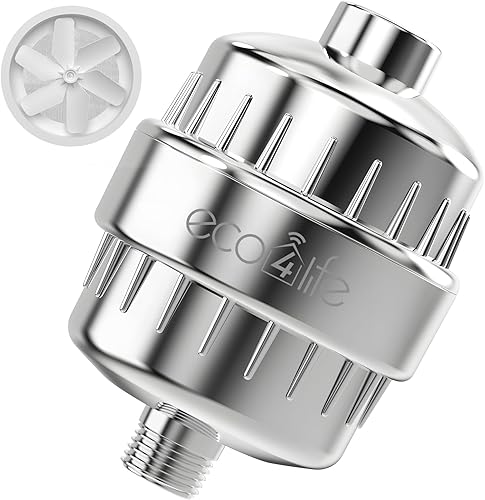 eco4life Filtro de ducha - Filtro de cabezal de ducha de 25 etapas para agua dura, reduce el 99% del metal pesado, mejora la piel y el cabello,