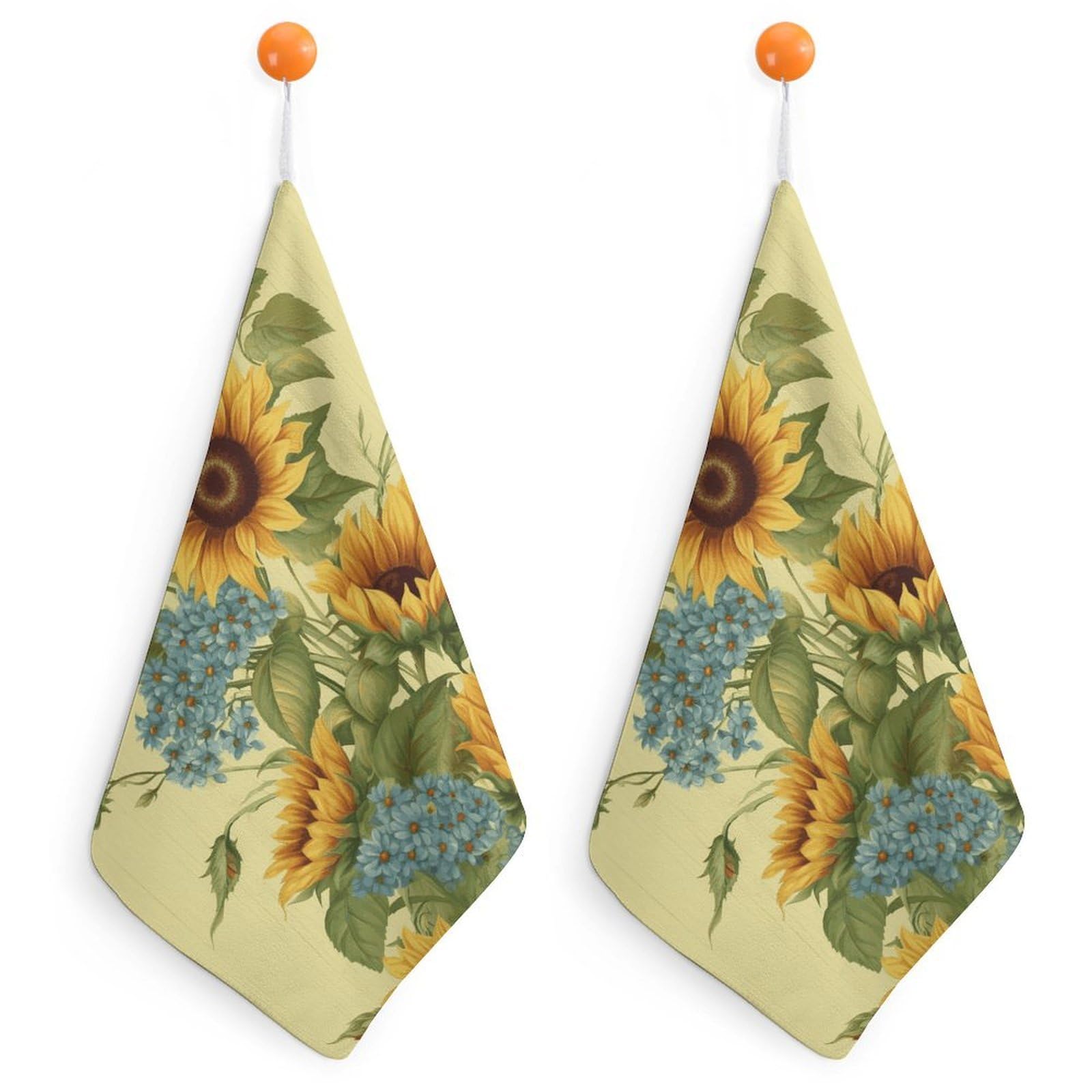 LDGSUPH Sunflowers Hand Towels Fashion Hand Face Towel with Hanging Strap Absorbent Soft Decorative Towel Fade Resistant Cozy Face Cloths for Kitchen Gym Bathroom Towels 2PCS
