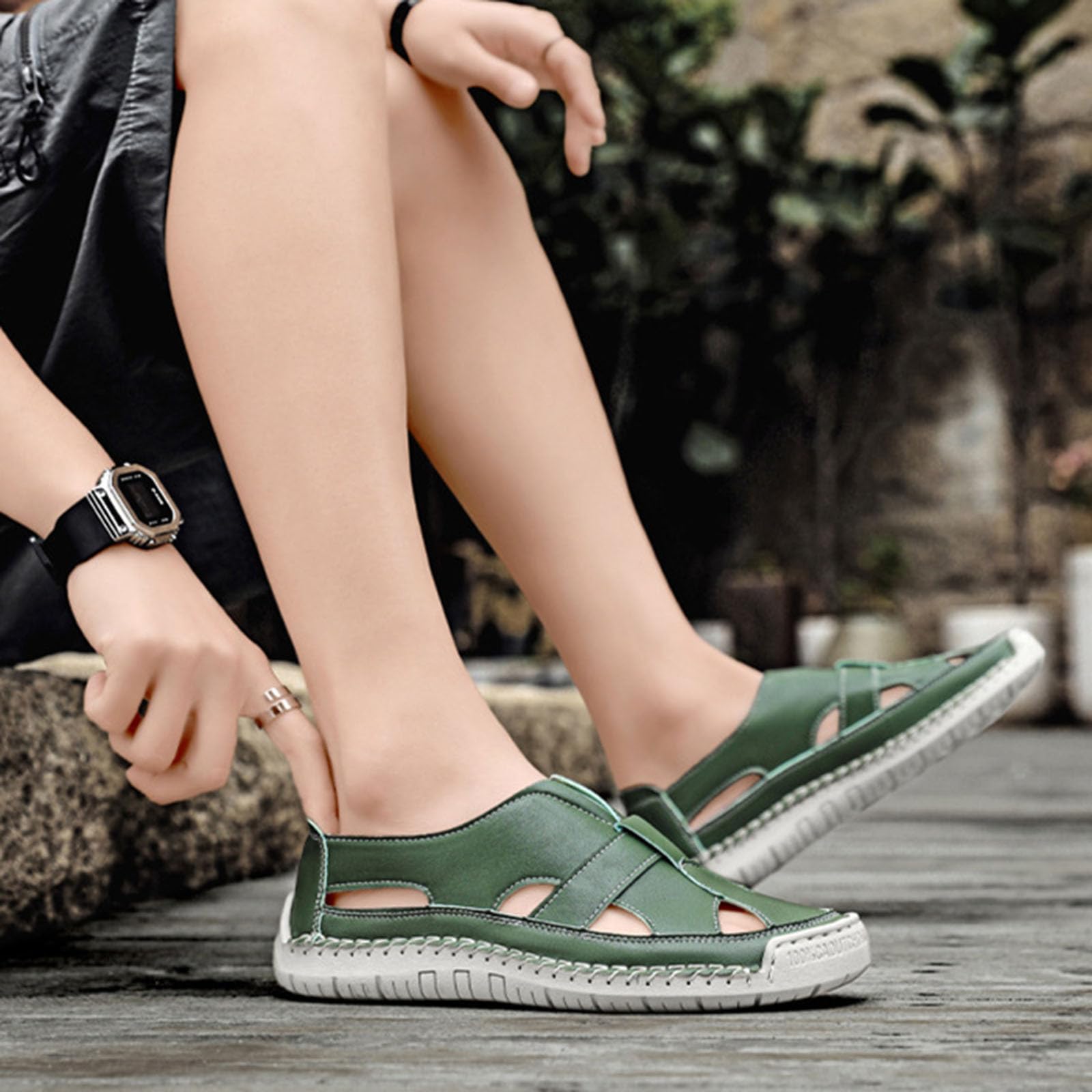 Sandalen Herren Sandalen Wassersandalen Herren Beach Sandals Wandersandalen Fahrrad Treckingsandalen Outdoor Schuhe Leder Pantoletten Breite Füße Sommerschuhe Orthopädische Sport & Outdoorsandalen