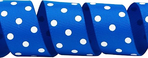 Miniatura 10 de Ribbli Grosgrain - Cinta para manualidades con lunares (78 pulgadas), carrete de 10 yardas, color negro con puntos blancos, uso para lazos para el
