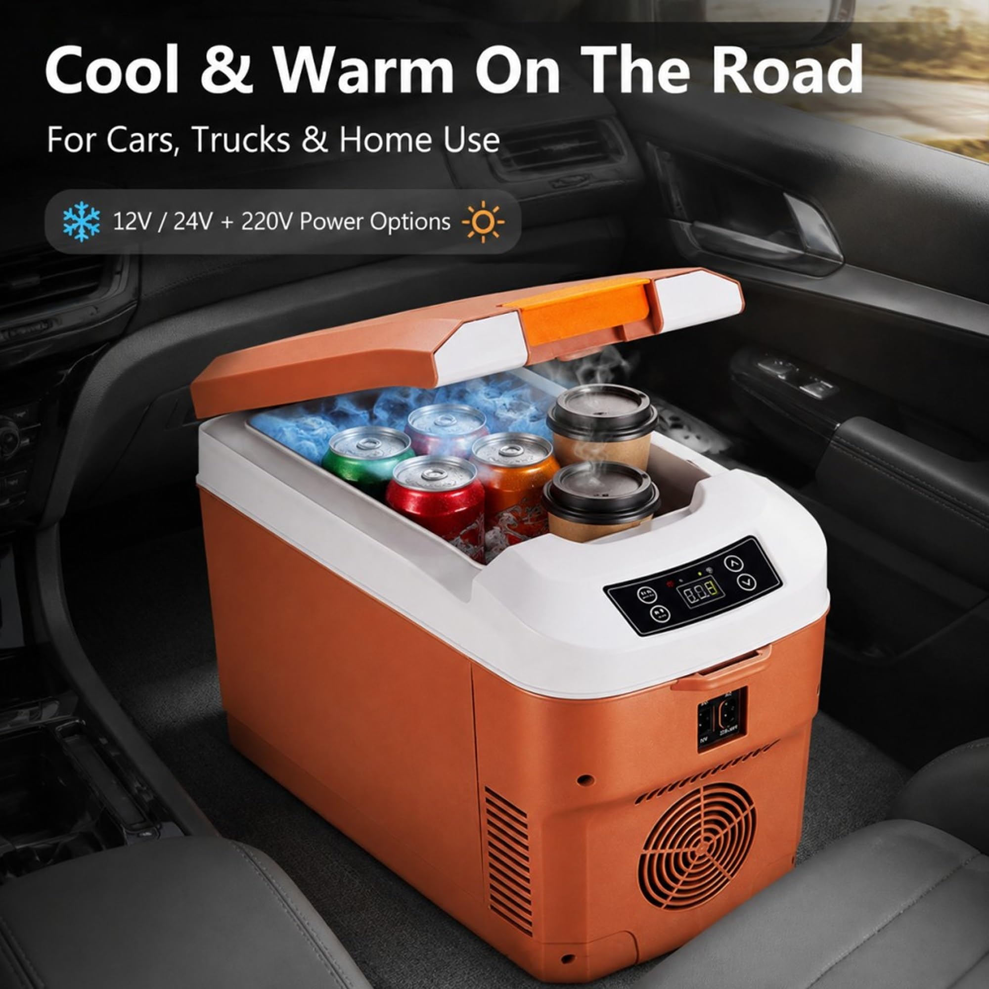 Frigo Portatile 12L 12V/24V, Semiconduttore Freddo Caldo per Camion Casa | 28°C Sotto Ambiente, 65°C Riscaldamento, Controllo Digitale, Antii-vibrazione 45°, Silenzioso per Auto Camion Camper(Black)