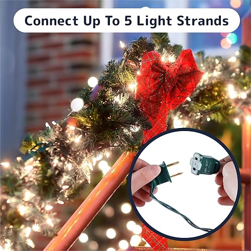 Miniatura 6 de PREXTEX Luces de Navidad (40 pies, 200 luces), luces blancas transparentes para árbol de Navidad con cable verde, tira de luces para interiores y