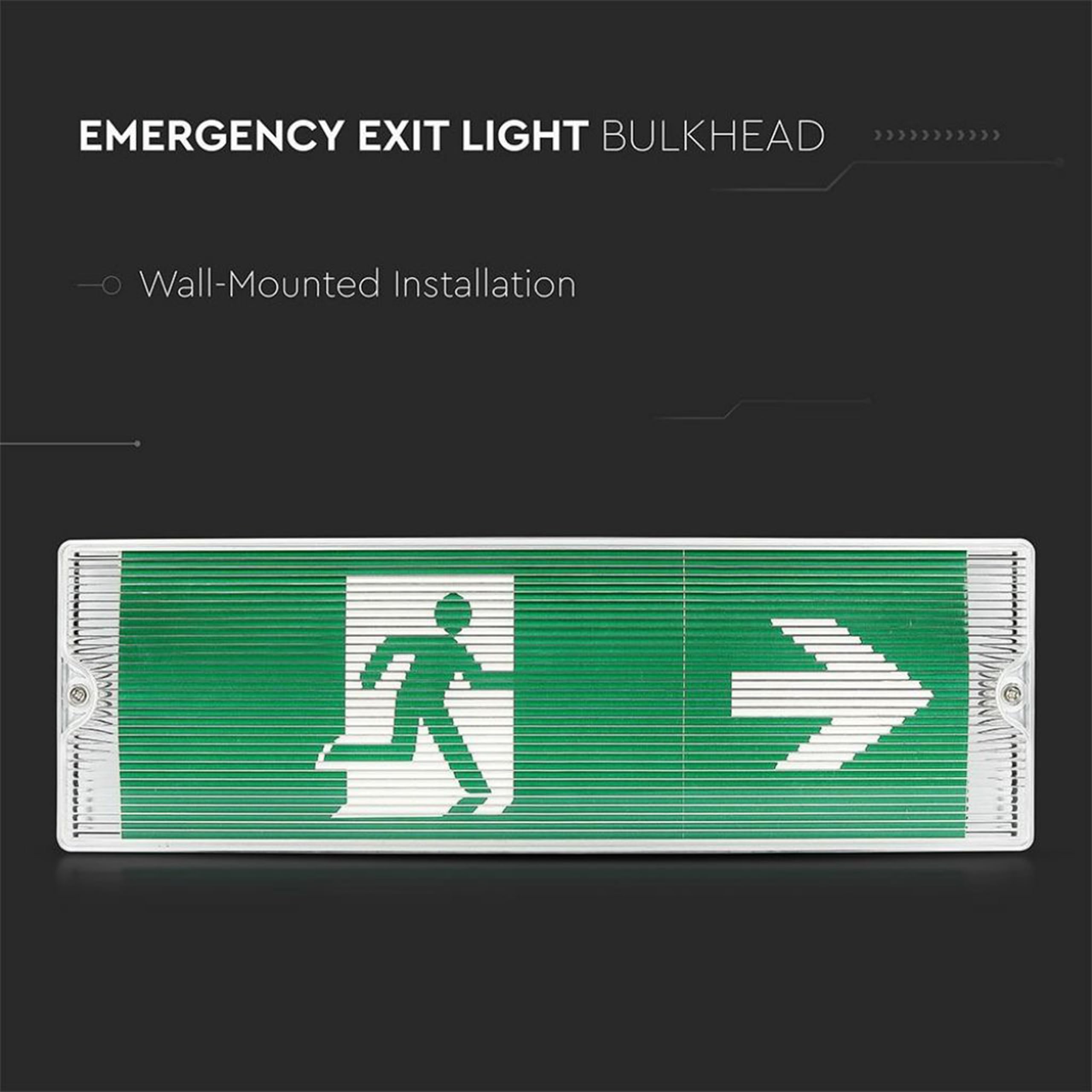 V-TAC Lampe de Secours LED 3W pour Plafond et Mur - Éclairage de Sortie de Secours avec Batterie - Autonomie 3 Heures - IP65 - Lampe pour Issue - Exit - 4 Signalisations Incluses - Lumière 4000K