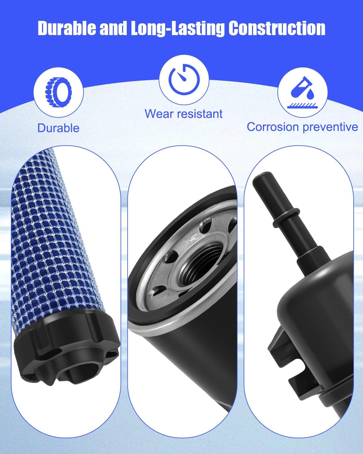 Fuel Filter Oil Filter Air Filter Kits Fit for John Deere Gator XUV 825i XUV825I S4 XUV825E XUV825M XUV825 S4 Replace M113621 AM117584 AM107423 BKR6EGP