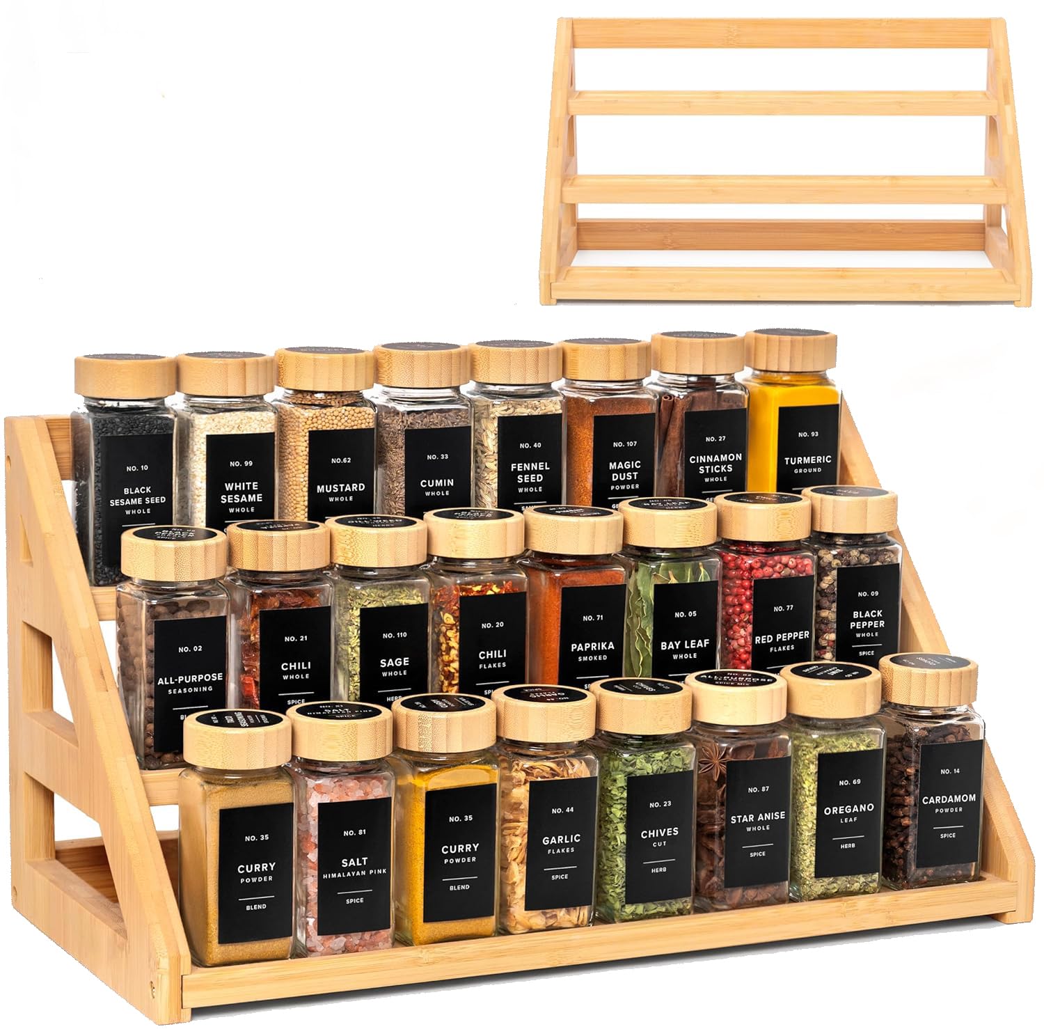 Amazon.com: MNADSFKJ Spice Rack, Spice Organizer -3 Tier Bamboo