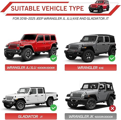 Miniatura 7 de Pestillo de bloqueo de capó con llaves, pestillo de capó Jeep compatible con Jeep Wrangler JL JLU Jeep Gladiator JT 2018-2025, accesorios antirrobo,