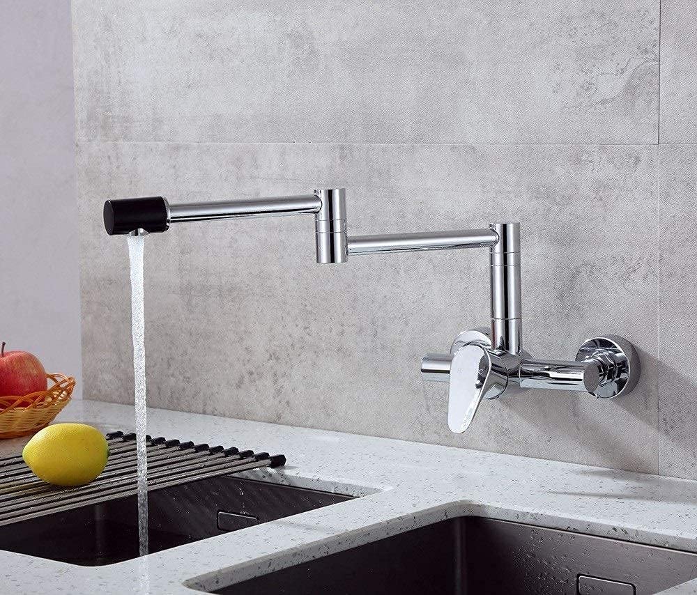 Grifo de cocina monomando de pared con diseño plegable y caño giratorio frío calor para hotel