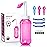 Neti Pot Sinus Rinse Bottle Nose Wash Cleaner Pressure Rinse Nasal Irrigation for Adult & Kid BPA Free 300 ML with 30 Nasal Wash Salt Packets and Sticker Thermometer (Pink)