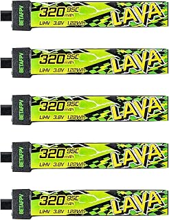 BETAFPV 5pcs Lava II 1S 320mAh LiHV Battery 3.8V 95C with BT2.0 Connector | Upgraded Z-Folding technology, Compatible with 1S Tiny Whoop Drone Quadcopter like Cetus FPV Kit, Air65, Meteor65 Pro