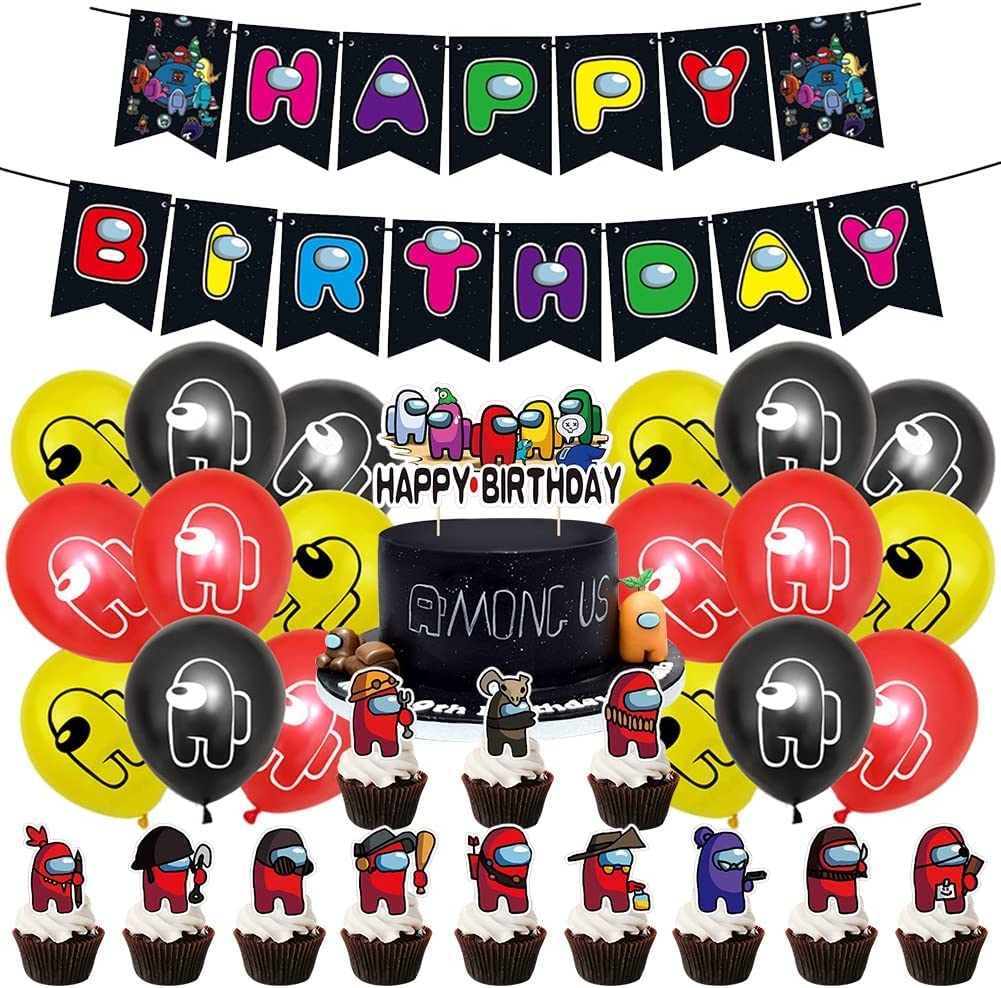 Buy Among Us Party Decorations, Birthday Balloons Decoration Set Banner
