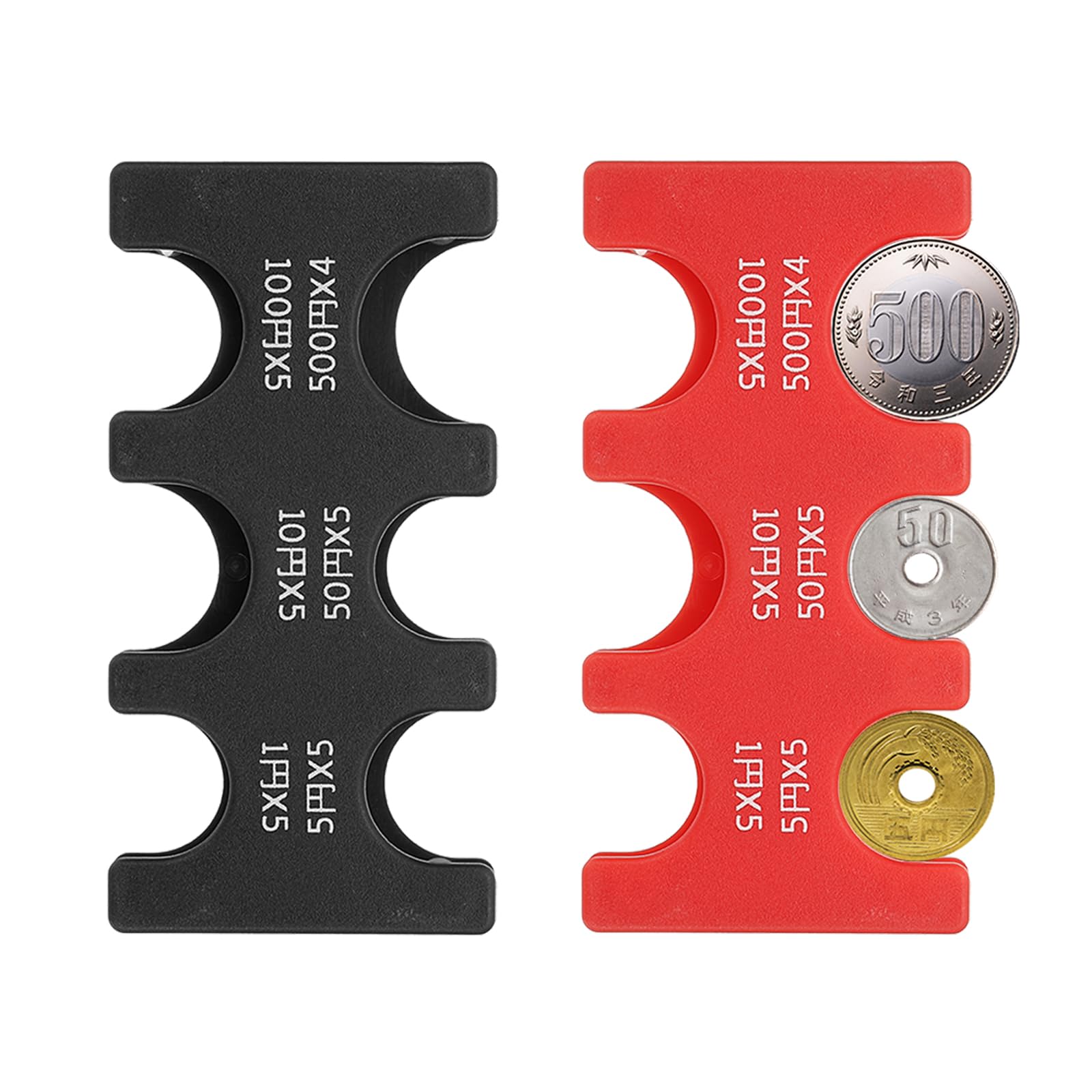 PATIKIL 2Pcs Japanese Coin Holder, Portable JPY Coin Organiser Dispenser Hard Case Storage 6 Slots, Great for Home Office