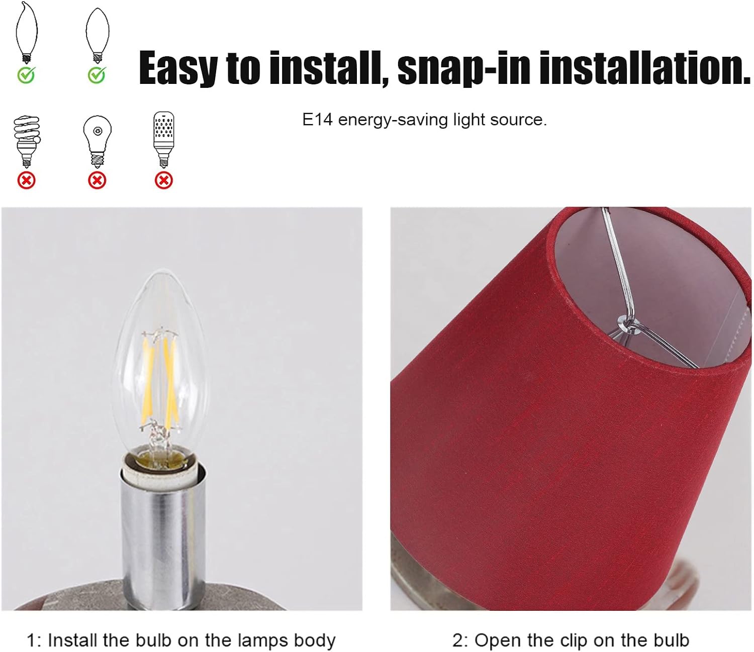 Chandelier Shades Candelabra Shades Lamp Shades Set of 6, Small Modern That Clip On The Bulb Bell Lamp Shades for Floor Chandelier Pendant Light Replacement (Red)
