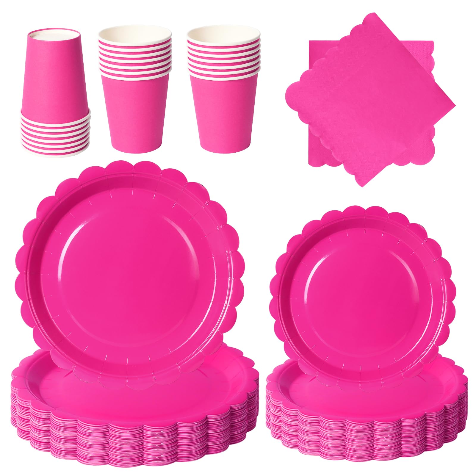 PYAILI 96 Pcs Rose Red Party Tableware Set — image 1