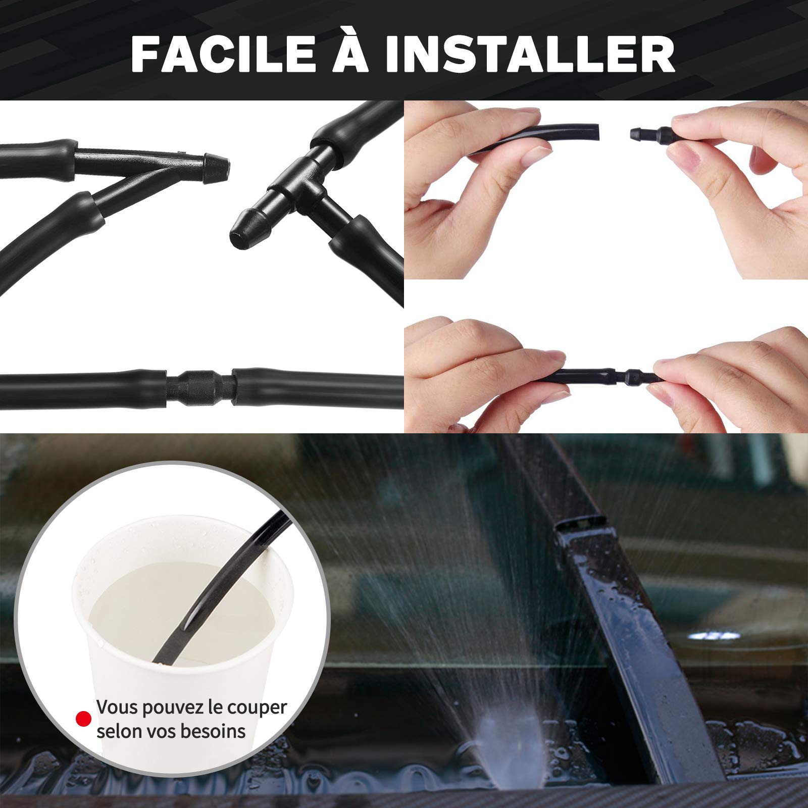 ZVD 3m Kit De Tuyau Essuie Glace, Tuyau De Liquide De Lave-Glace, Tuyau