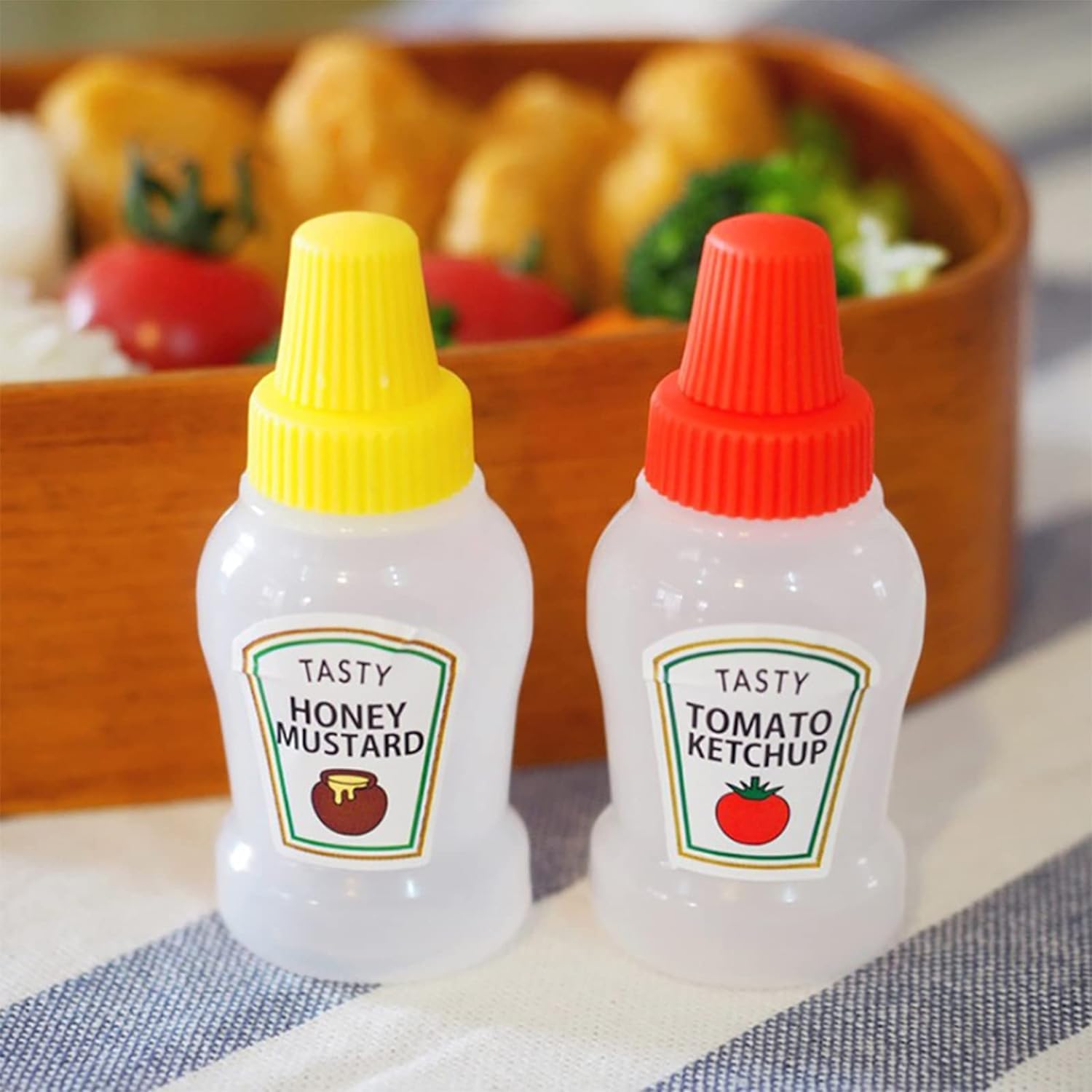 Mini Plastic Squeeze Bottles For Condiments - 7pc Set For Honey, Ketchup, Sauce & Salad Dressing - Portable For Lunch Box & BBQ - View #3