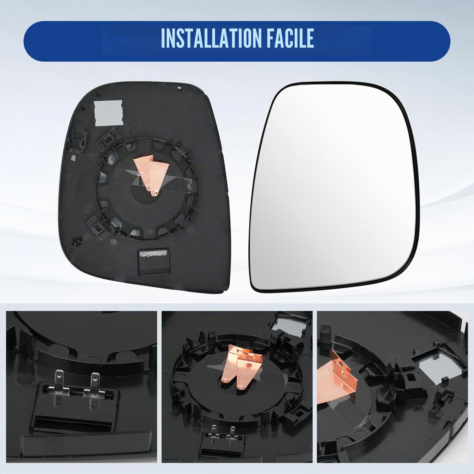 Glace Rétroviseur Droit pour Berlingo 3/Jumpy 3 /Spacetourer/Expert/Traveller/Vivaro C/Zafira Life/Proce City, Chauffant Convexe