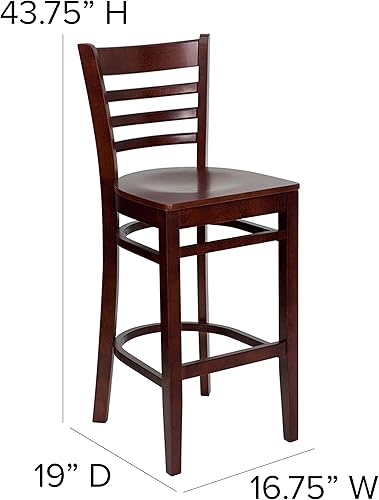 Miniatura 3 de Flash Furniture Taburete de bar de madera de caoba para restaurante de la serie HERCULES