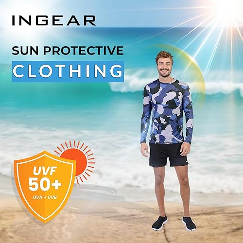 Miniatura 2 de INGEAR Mens UPF 50+ Long Sleeve Sun Shirt Quick-Dry UV Protection Rash Guard for Fishing, Hiking Swimming & Outdoor Sports