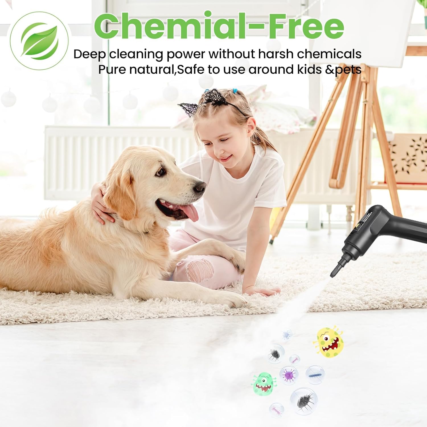 Handheld Steam Cleaner for Home, 2500W High Pressure Steam Cleaner for Car Detailing, 3 Steam Levels, 1600Ml Tank, High Heat Steamer for Bed Bugs, Couch, Furniture, Kitchen, Bathroom, Floors - Image 8