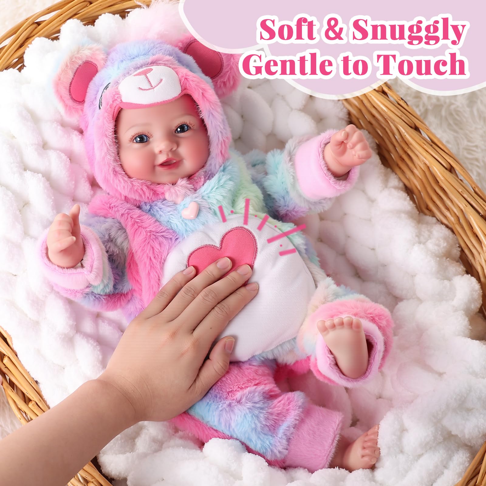 JIZHI Baby Girl Doll - 38cm Realistic Dolls Soft Body - Lifelike Newborn with Feeding Accessories and Clothing Set for Girls Aged 3+ - Image 2