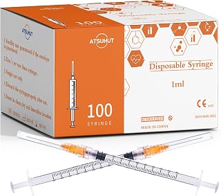 1ml-25G Laboratory Syringe with Needle - Diameter 0.5mm/0.019Inch-Long 25mm/1Inch Straight Mouth Tools (100)