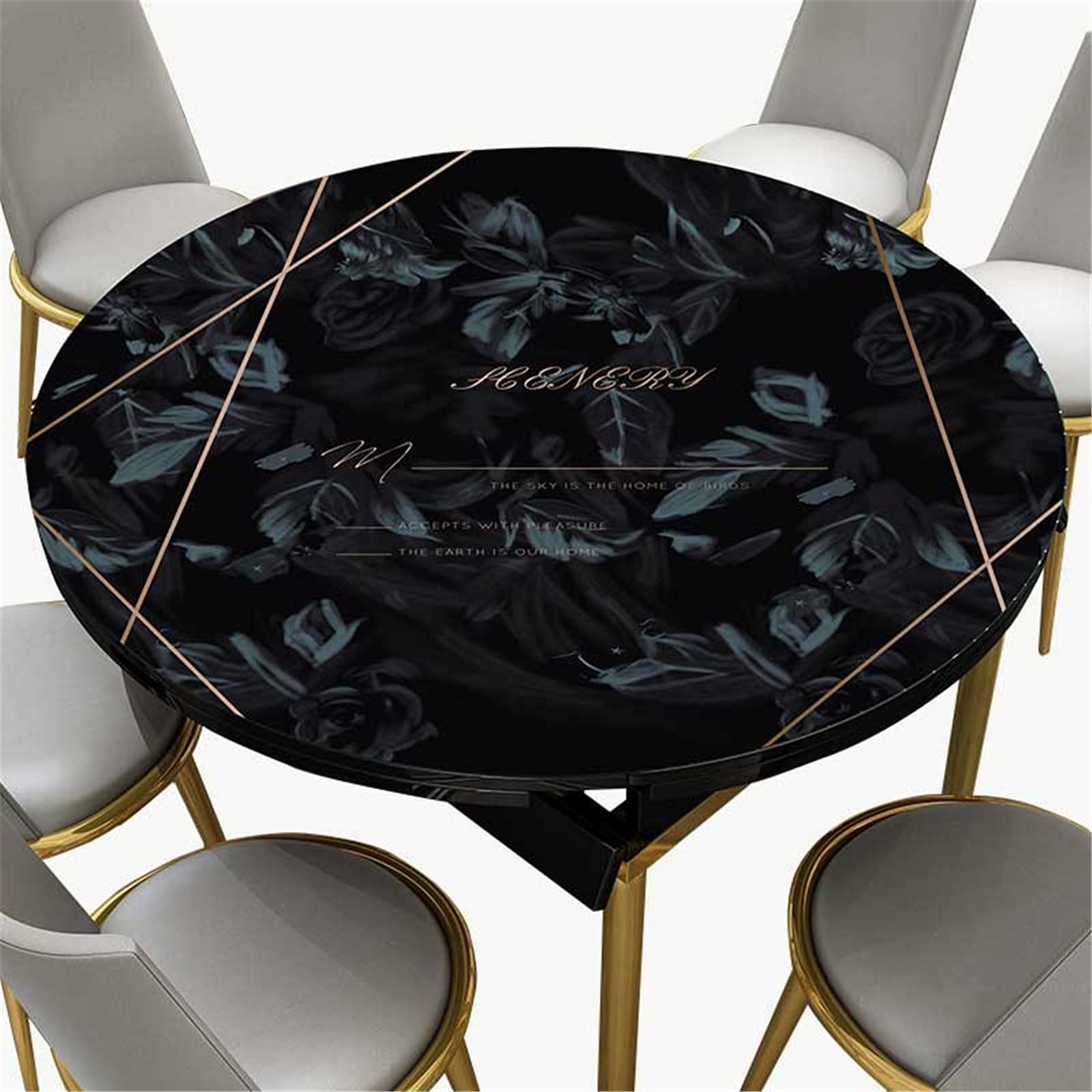 TFGAJKKKKK Oilcloth Tablecloth Outdoor Waterproof Wipeable Tablecloth Nordic Style Leather Spring Round Tablecloth (F 130 cm)