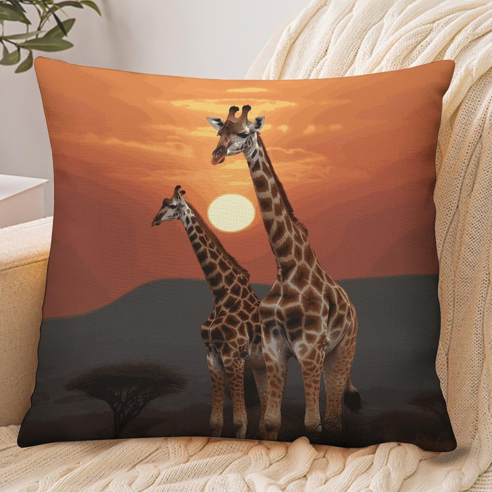 Fekiloot Style Giraffe At Sunset Pillowcase Pillow Sham Pillow Case