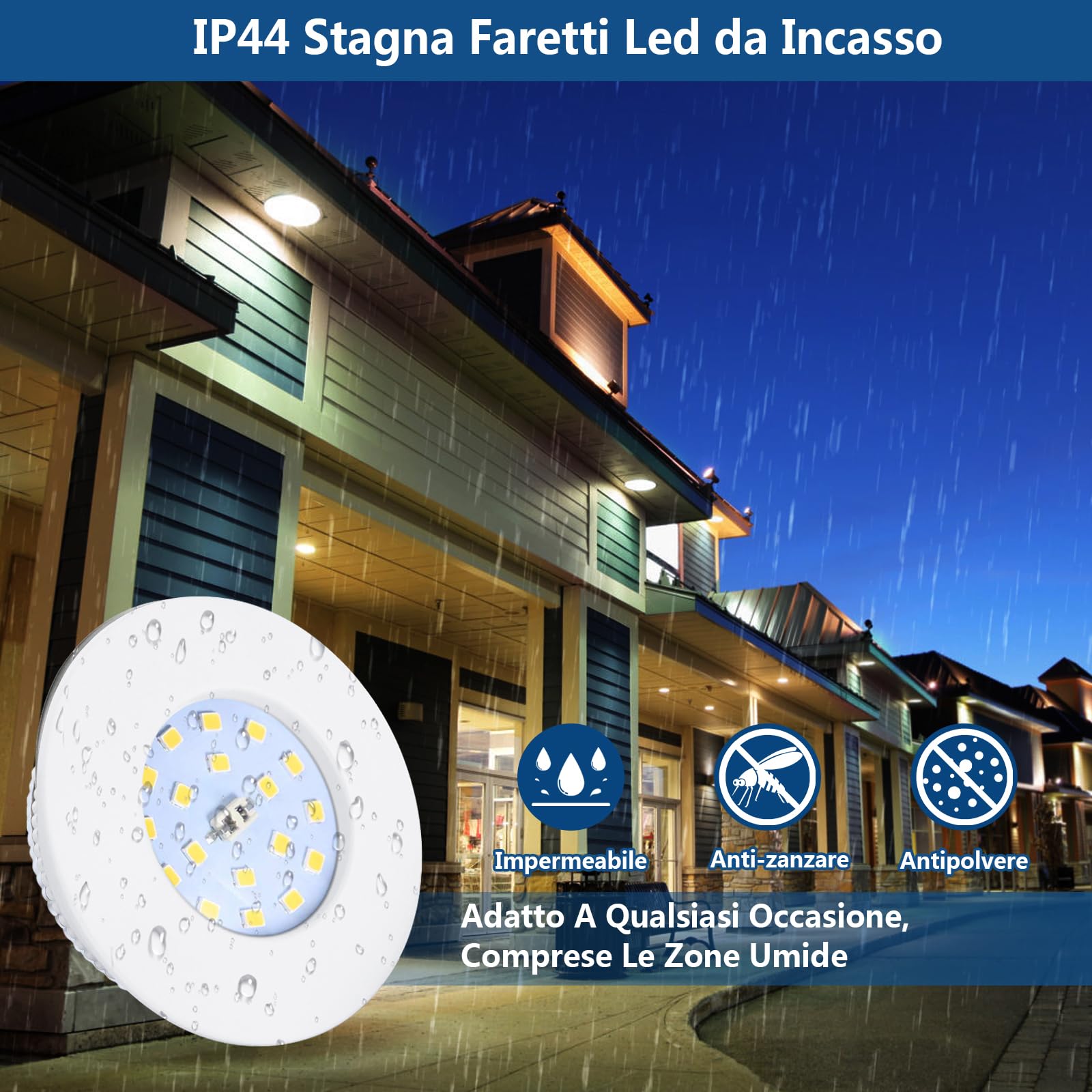 HiBay 6 Faretti Led da Incasso per Cartongesso 5W Ultrasottili Faretti Led Soffitto Incasso 500LM,6000K Bianco Freddo,220V IP44,Diametro Foro Ø60mm-65mm per Bagno,Esterno