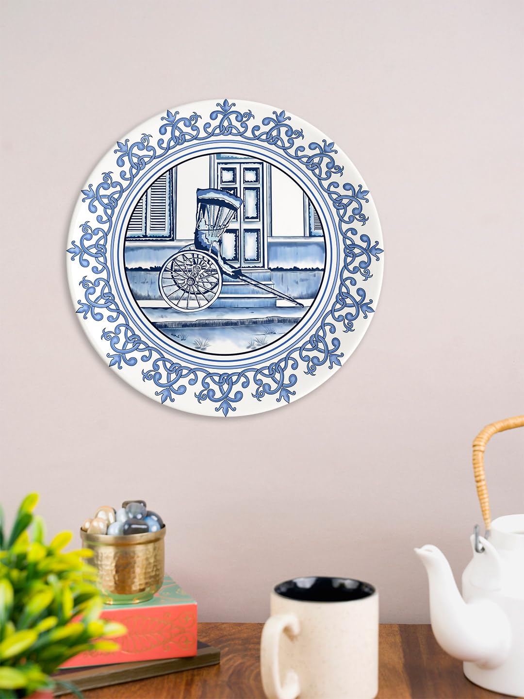Vintage Blue Pottery Wall Plate - Handcrafted Home Decor -3 Vintage Blue Pottery Wall Plate - Handcrafted Home Decor -3