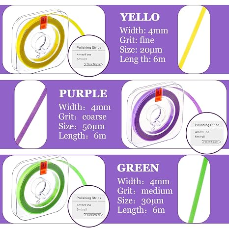 Amylove Dental Polishing Strips Tooth File 3 Rolls 4mm x 600mm Dental Polisher Teeth Sanding Grinding Deep Teeth Cleaning Tool Tooth Polish Abrasive Strip Oral Care(Coarse, Fine, Medium,Multi Color)