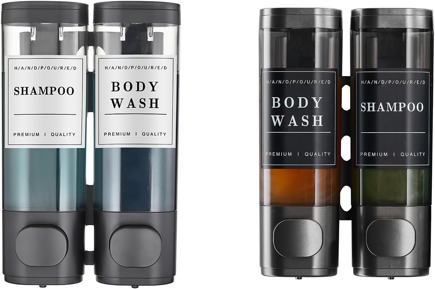 Shampoo and Conditioner Dispenser,Unisense Shower Soap Dispenser 2 Chamber No Drill Wall-Mounted Shampoo Dispenser for Shower Wall Mounted Shower Dispenser for Bathroom Hotel Large Capacity