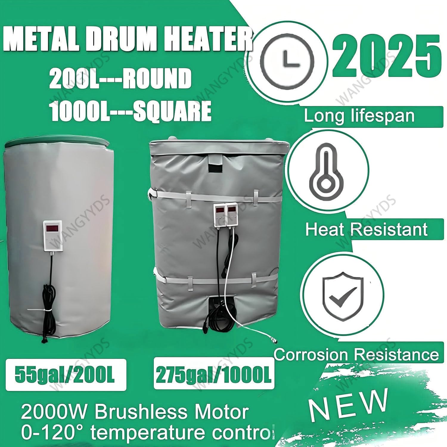 Manta Calefactora Profesional Para Contenedores Ibc De 275 a 330 Galones, Con Cobertura Total, Ip67, Calentamiento Rápido Y Alta Potencia, Calentador Para Contenedores Ibc Grey-275Gallon/1000L