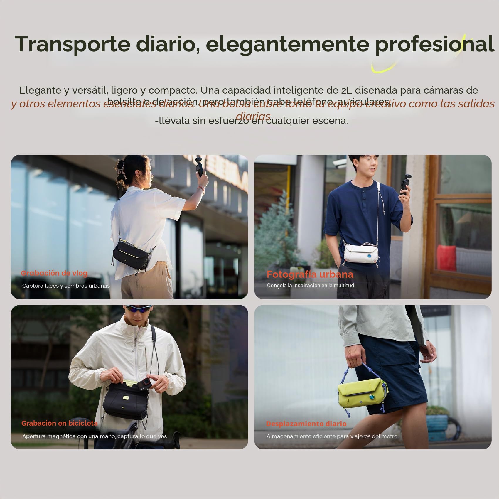 PGYTECH OneGo Pocket Sling Bag para dji OSMO Pocket 4/3 y Cámaras Action, Bolso de Bandolera Mini Ligero y Portátil para Viajes, Everyday Carry, Bolso de Hombro para Fotografía(Verde Lima)