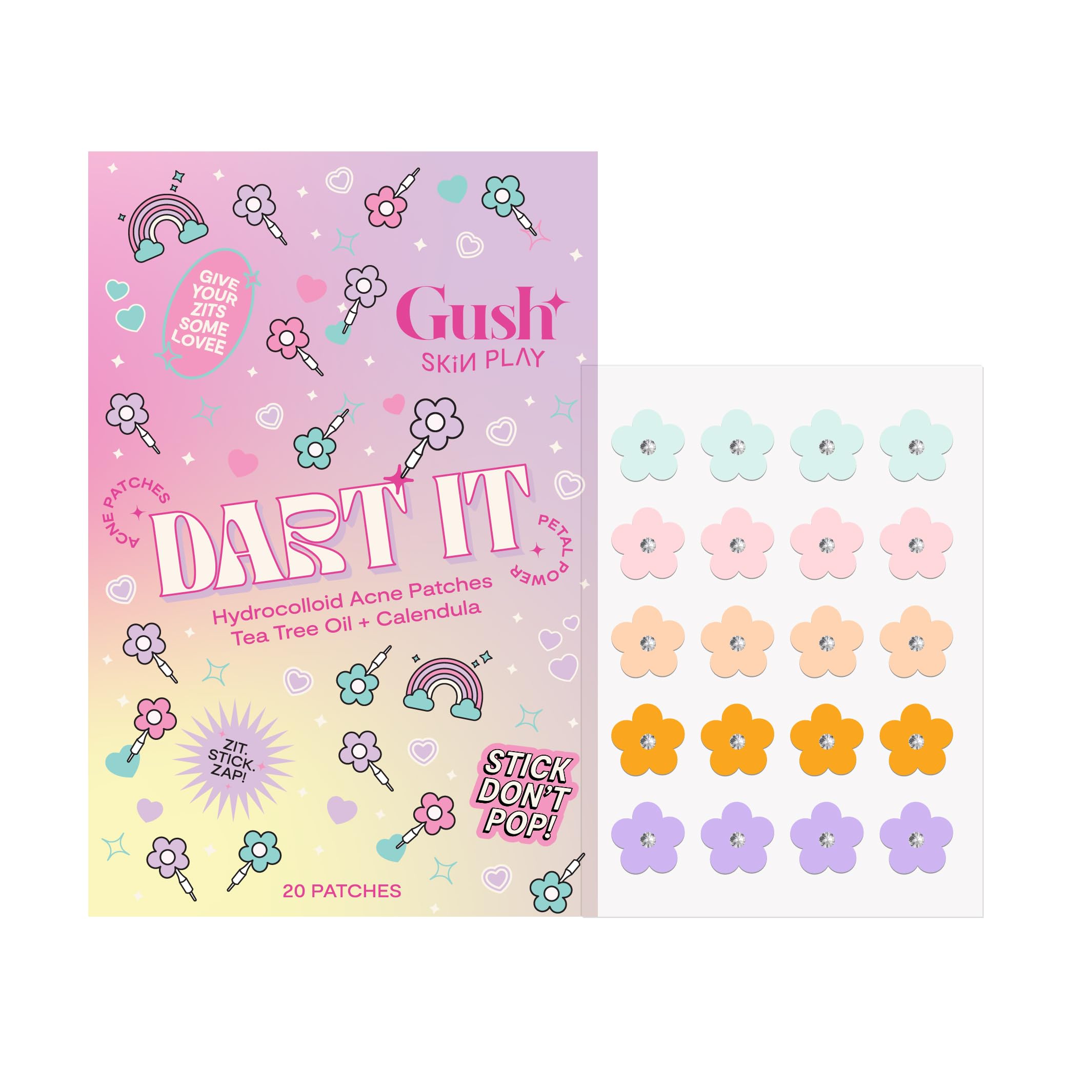 Gush Acne Pimple Patches | Flattens Acne within 8 hours | Absorbs puss overnight | Covers Zits and Blemishes | Minimises Acne and breakouts | Combined Hydrocolloid polymer technology with Tea Tree oil to treat skin | For All Skin Types (Flower, 20 Count)-image-28
