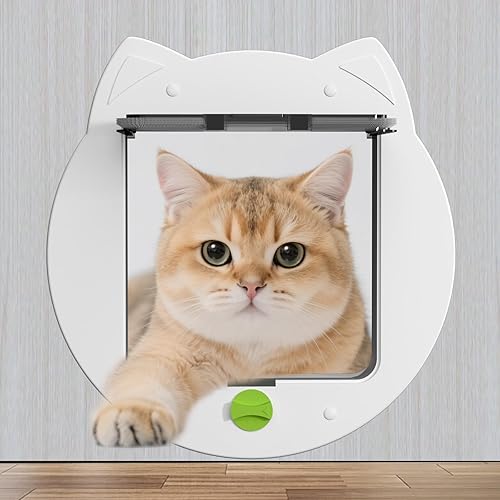 Puerta con solapa para gatos, puerta de mascotas con bloqueo de 4 vías para puertas exteriores IInterior, puerta de gatito, interior, instalación