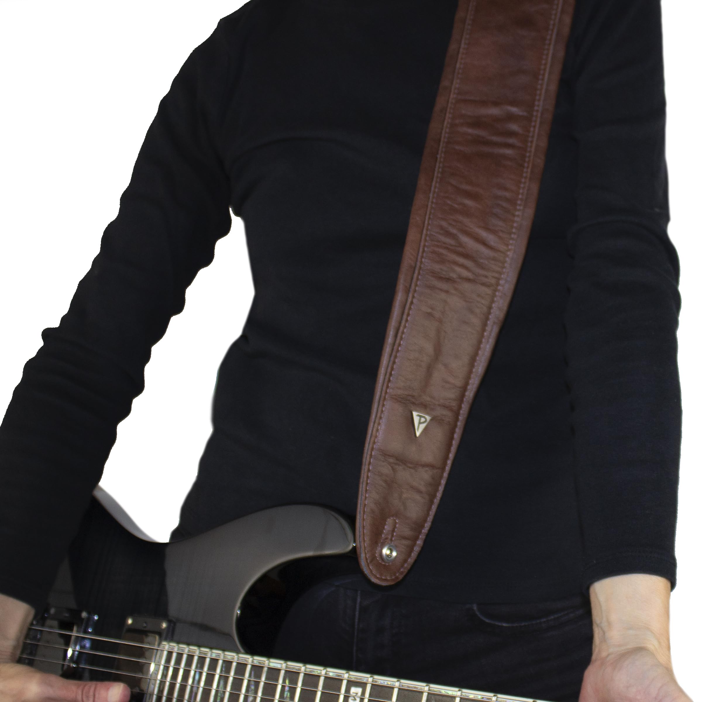 Perri's Leathers Ltd. – Correa de guitarra de cuero acolchada – Longitud ajustable – Para guitarras eléctricas, acústicas y bajos – Marrón trufa – Hecho en Canadá