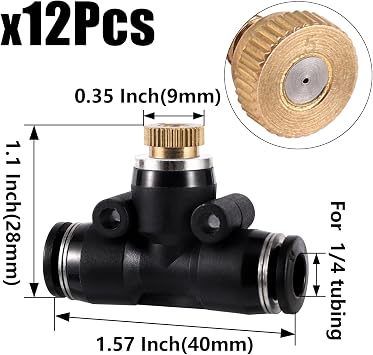 Brass Misting Nozzle Plug 12pc Heavy Duty 10/24 Screw Thread with Brass Misting Nozzles kit