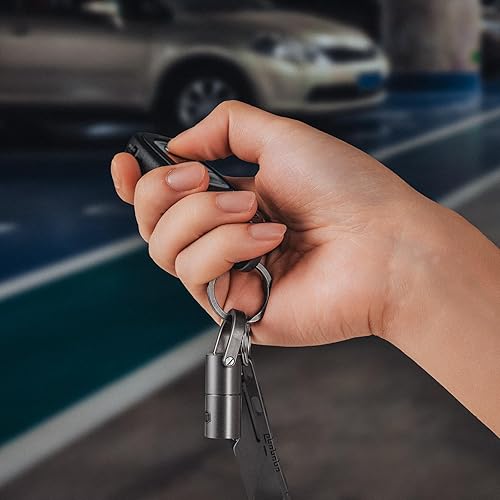 Miniatura 4 de KeyUnity KF03 Nano linterna de titanio, LR44 con pila de botón, 100 lúmenes, 5 W, linterna Keychian LED para transporte diario (KF03 arenado)