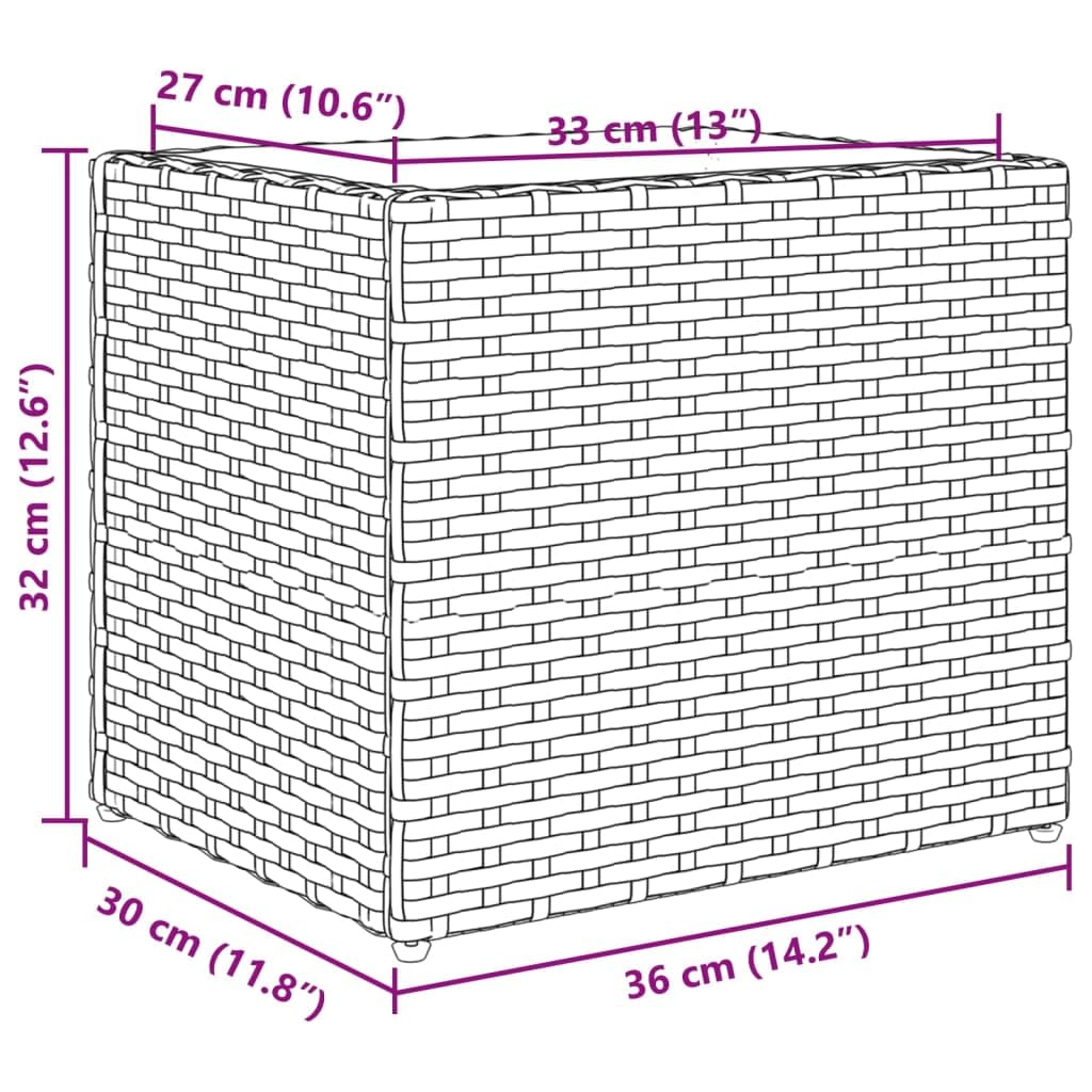 Jardinière Noir en résine tressée 36x30x32 cm avec Cadre Acier et Sac Non tissé, Pot Cache Jardiniere pour Plante Fleur Interieur Exterieur Balcon terrasse Jardin, décoration Durable